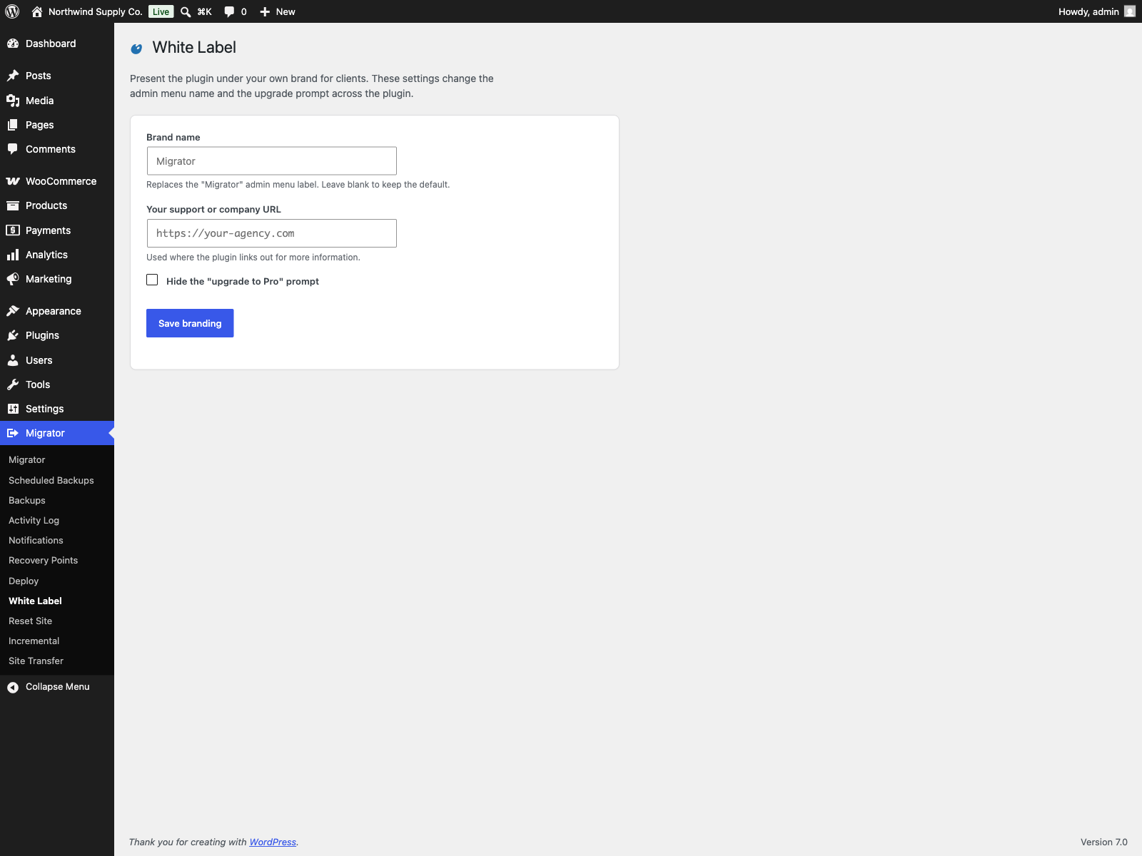 White label: present the plugin under your own brand for clients