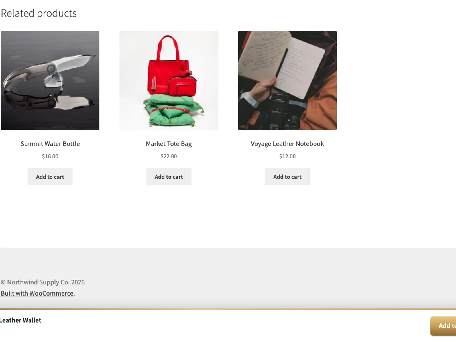 Sticky add-to-cart bar on the product page