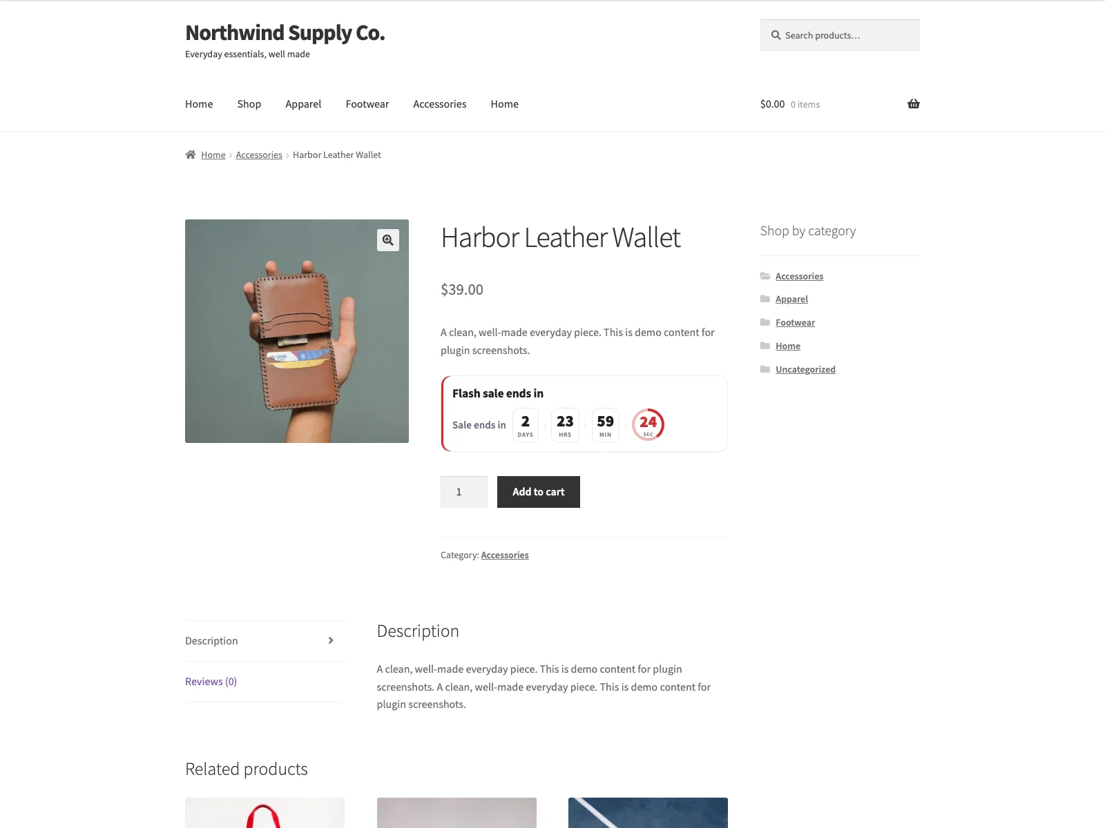 Sale countdown timer on the product page