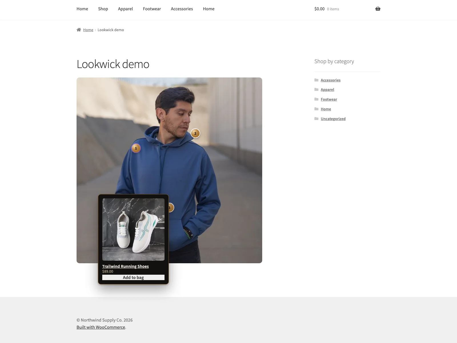 Shoppable image with products pinned as hotspots