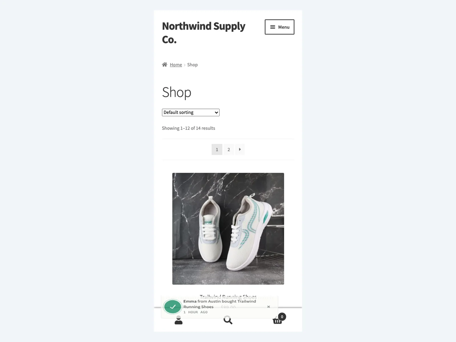 Social-Proof-Popup auf dem Mobilgerät
